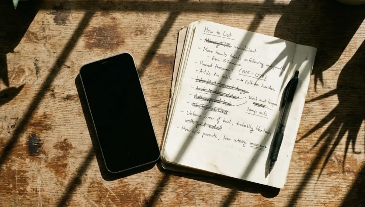 Catatan format pesanan di buku dengan HP