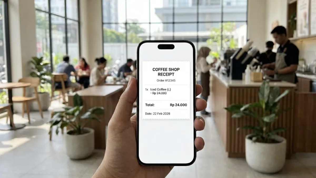 Struk digital di layar HP tanpa printer